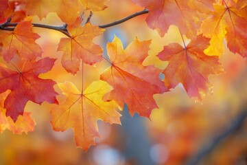 Fototapeta premium Fallen Leaves Season Background created with Generative AI