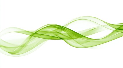 Fototapeta premium Abstract green waves creating a smooth, flowing design on a white background.