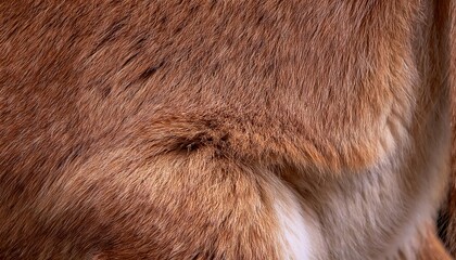 Close-Up of Soft Brown Fur with White Spotted Pattern. Natural Animal Coat Texture
