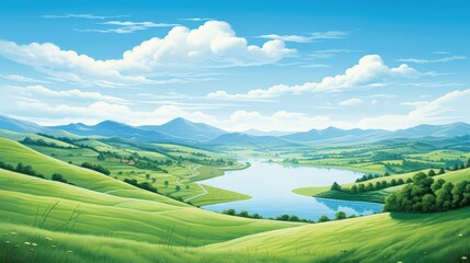 serene green and blue graphics
