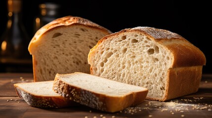 golden rustic white bread sliced