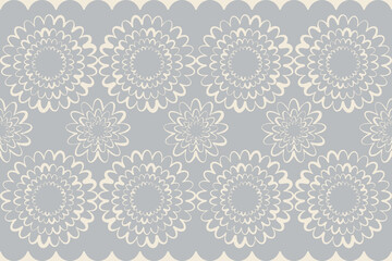 Gray Background with Decorative Floral Pattern and Scalloped Edge