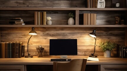 weathered computer desk overhead