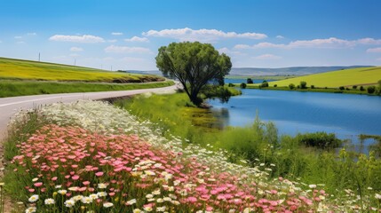 tranquil road by water