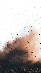 Obraz premium A cloud of dust and debris rising against a white background.