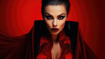 cape halloween costume adult red background