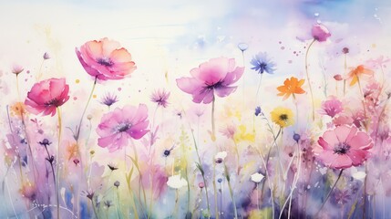 Obraz premium pinks spring water color painting