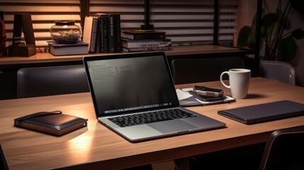 illuminated table with laptop