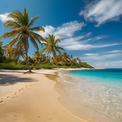 Fototapeta premium Tropical Beach with Palm Trees