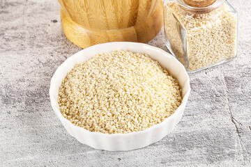 Sesame seeds heap in the bowl