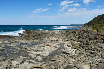 This rocky beach offers a myriad of rock-pools often teemed with life - Marengo, Victoria, Australia