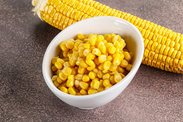 Marinated corn in the bowl