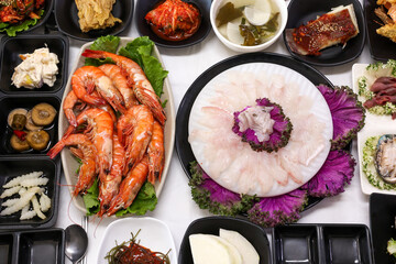 Korean Seafood Restaurant. Korean Style Sashimi