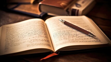 Obraz premium study book and pen