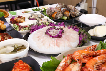 Korean Seafood Restaurant. Korean Style Sashimi