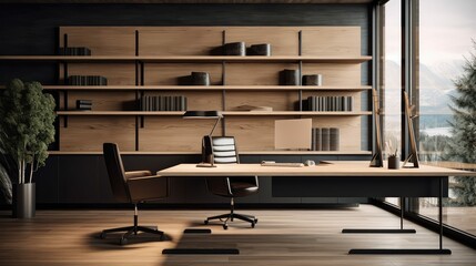 minimalist modern office wood