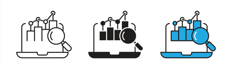 data monitoring icon set. containing data analysis, growth, infographic, statistic, business icon. vector illustration