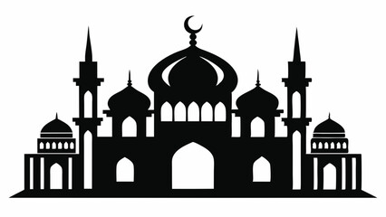 A vector silhouette image of a Mosque prayer vector Islamic symbols silhouette with a white background. eid mubarak, Ramadan Mubarak, ramadan kareem, namaz, salat. 