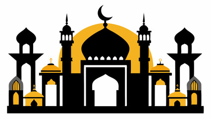 A vector silhouette image of a Mosque prayer vector Islamic symbols silhouette with a white background. eid mubarak, Ramadan Mubarak, ramadan kareem, namaz, salat. 