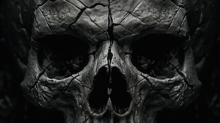 haunting skull black and white