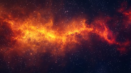 Naklejka premium Colorful illustration of endless galaxy space with blazing fire form of light over the space background, starry space with nebulas and astronomical landscape fantasy view