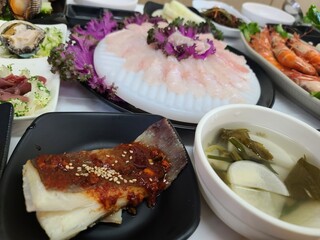 Korean Seafood Restaurant. Korean Style Sashimi