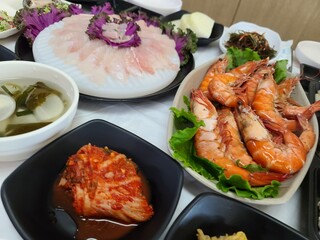 Korean Seafood Restaurant. Korean Style Sashimi