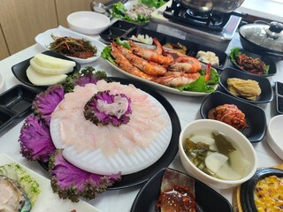 Korean Seafood Restaurant. Korean Style Sashimi