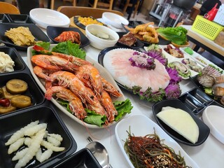 Korean Seafood Restaurant. Korean Style Sashimi