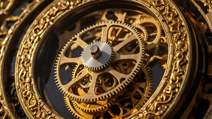 Obraz premium old clock mechanism with gears