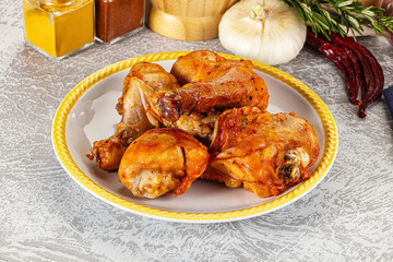 Raw marinated chicken drumstick for cooking