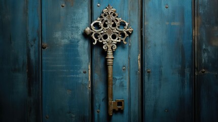 brass key door