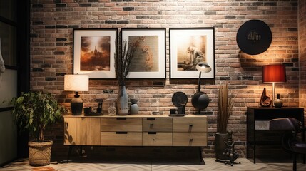 framed brick wall in showroom