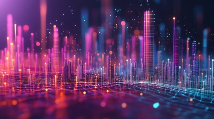 Smart City Connectivity with Abstract Dots and Gradient Lines, a futuristic representation of urban networks and technology integration through generative design elements.