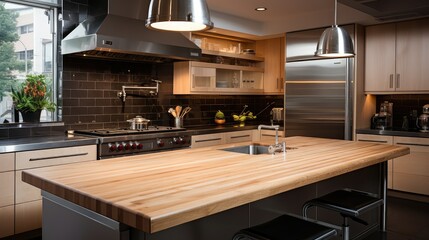 sleek wood countertop