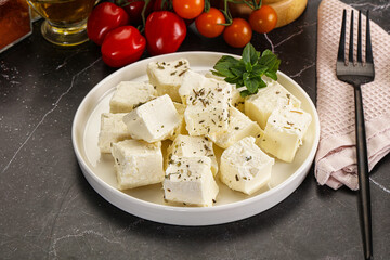 Greek traditional Feta cheese cubes