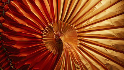 A vibrant, abstract swirl of orange and gold fabric, creating a dynamic sense of movement and warmth.