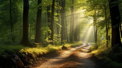 Obraz premium nature trees and sun and path