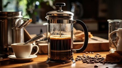 Fototapeta premium plunger coffee making