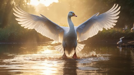 wings beautiful white duck
