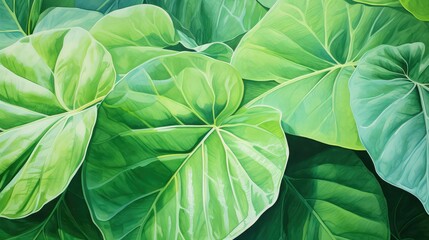 green leaves water color