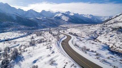 expanse snow mountain road