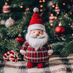 Obraz premium Festive Gnome Dancing Under Mistletoe Lights