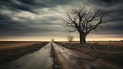desolate stormy road