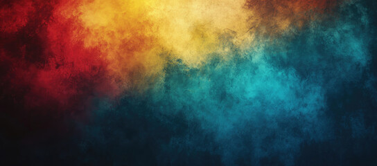 Fototapeta premium Abstract textured gradient background blending vibrant red, yellow and blue tones with soft grunge effect