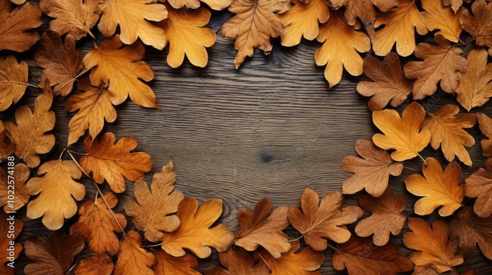 Wall mural oak leaves autumn pattern