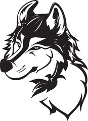 Hand drawn wolf face silhouette illustration