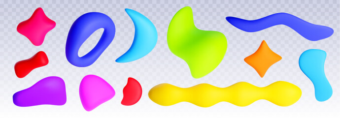 Color plasticine shapes set isolated on transparent background. Vector realistic illustration of handmade red, blue, green clay arts, creative kids craft school education, modeling dough texture