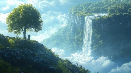 waterfall in the mountains