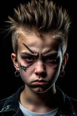Punk teenager with an attitude of defiance and anger